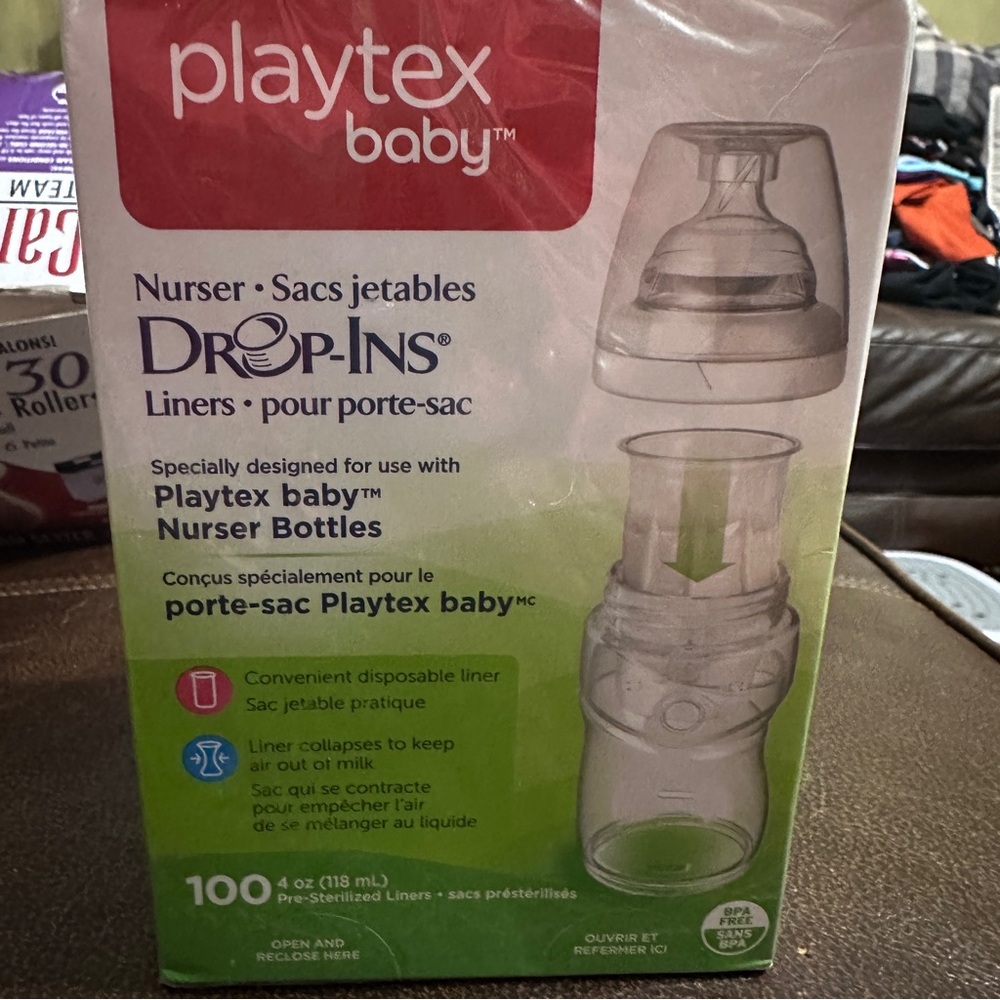 NEW Playtex Baby Nurser Drop Ins 4 oz Disposable‎ Bottle Liners 100 Qty SEALED